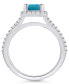 ფოტო #3 პროდუქტის Blue Topaz (2 ct. t.w.) and Diamond (1/2 ct. t.w.) Halo Ring in 14K White Gold