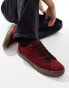 ASOS DESIGN lace up trainers in burgundy faux suede