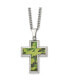 Chisel printed Green Camo Under Rubber Cross Pendant Curb Chain