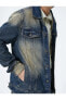 Фото #9 товара Oversize Kot Ceket Yıkamalı Klasik Yaka Cep Detaylı Düğmeli