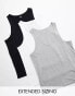 ASOS DESIGN 3 pack vest with scoop neck in grey marl, navy and white