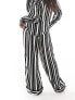 Фото #7 товара ONLY Petite wide leg trouser co-ord in black and white stripe