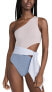 Фото #1 товара Beach Riot Women's Carlie One Piece Swimsuit Off White Blue Size L 303954