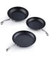Фото #4 товара Frying Omelet Pan Set, 3-Piece Classic Hard Anodized Nonstick 8-Inch/10.5-Inch/12-Inch Saute Skillet Egg Pan, Black