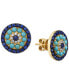 ფოტო #2 პროდუქტის EFFY® Sapphire (1-1/2 ct. t.w.), Turquoise & Diamond (1/10 ct. t.w.) Stud Earrings in 14k Gold