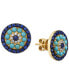 Фото #2 товара EFFY® Sapphire (1-1/2 ct. t.w.), Turquoise & Diamond (1/10 ct. t.w.) Stud Earrings in 14k Gold