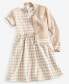 Фото #4 товара Little Girls Cardigan & Gingham Dress Set