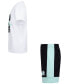 Фото #11 товара Комплект для девочек Jordan Летняя футболка с графическим принтом и шорты из французского терри, 2 штуки.