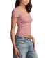 ფოტო #3 პროდუქტის Women's Scoop-Neck Short Sleeve Corset T-Shirt