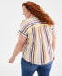 Фото #4 товара Plus Size Cotton Button-Front Camp Shirt, Created for Macy's