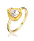 ფოტო #1 პროდუქტის RA 14k Yellow Gold Plated with Pear Cubic Zirconia Yellow Enamel Promise Stacking Ring