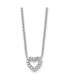 Polished CZ Open Heart on a 18 inch Cable Chain Necklace