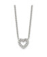 ფოტო #1 პროდუქტის Polished CZ Open Heart on a 18 inch Cable Chain Necklace