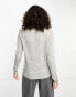 Pieces Tall high neck jumper in light grey marl