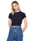 ფოტო #1 პროდუქტის Women's Cropped Short-Sleeve Sweater