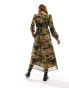 Фото #4 товара Only button down maxi dress in khaki abstract animal