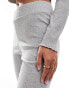 Pieces wellness mix & match lettuce edge flared jersey trouser in light grey