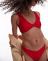 Topshop twist front bikini top in red shimmer