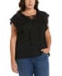 Фото #1 товара Plus Size Lace-Up Flutter Short Sleeve Top