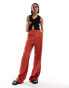 Фото #5 товара ASOS DESIGN Tall high waist seam detail trousers with linen in rust