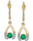 Emerald (5/8 ct. t.w.) & Diamond (1/10 ct. t.w.) Drop Earrings in 14k Gold