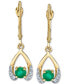 Фото #2 товара Emerald (5/8 ct. t.w.) & Diamond (1/10 ct. t.w.) Drop Earrings in 14k Gold