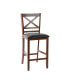 Set of 2 Bar Stools 25'' Counter Height Chairs Walnut