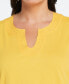 Plus Size Cotton Jersey Top with Woven Trim