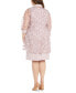 Plus Size 3D Floral Mesh Jacket & Necklace Dress Set