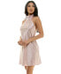 ფოტო #2 პროდუქტის Women's Satin Jacquard Halter Mini Dress