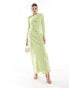 Фото #3 товара ASOS DESIGN satin drape detail maxi dress in washed lime