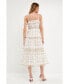 Women's Floral Embroidery Scalloped Hem Tiered Dress