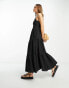 Фото #4 товара ASOS DESIGN square neck shirred maxi sundress in black