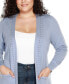 ფოტო #2 პროდუქტის Black Label Plus Size Rhinestone-Trim Belted Duster Cardigan Sweater