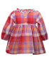 ფოტო #2 პროდუქტის Baby Girls Harvest Smocked Long Sleeve Plaid Dress