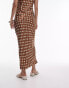 Topshop co-ord satin maxi skirt in brown and ivory spot