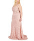 ფოტო #3 პროდუქტის Trendy Plus Size Glitter Lace Gown