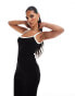 River Island maxi dress with tipping detail in black Черный, EU44 - фото #1