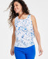 Women's Smocked Floral-Print Sleeveless Top, Created for Macy's