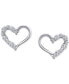 Фото #5 товара Cubic Zirconia Open Heart Stud Earrings, Created for Macy's