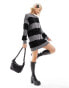 Фото #2 товара Mango oversized jumper stripe dress in black and white