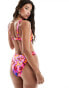 Фото #4 товара South Beach cut out marble print swimsuit in bright pink abstract print