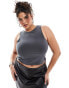 ASOS DESIGN Curve double layer slinky crop top in charcoal