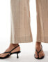 & Other Stories linen wide leg tailored trousers in beige with black pinstripes