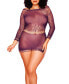 Фото #1 товара Tory Plus Size Long Sleeve Knit Chemise with Asymmetrical Floral Pattern