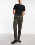 Фото #1 товара Gianni Feraud slim fit smart trousers with drawstring waist in brown check