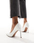 Фото #2 товара ASOS DESIGN Paphos pointed high heeled court shoes in ivory satin