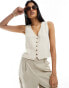 ASOS DESIGN linen look waistcoat in natural