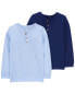 Фото #4 товара Kid 2-Pack Long-Sleeve Henley Pajama Sleep Tees 7