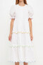 ფოტო #1 პროდუქტის Women's Contrast Scallop Edge Midi Dress